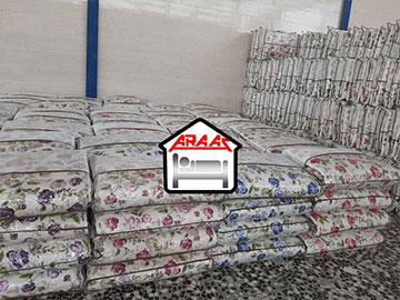 نمایی از انبار محصولات تشک مسافرتی و مهمان